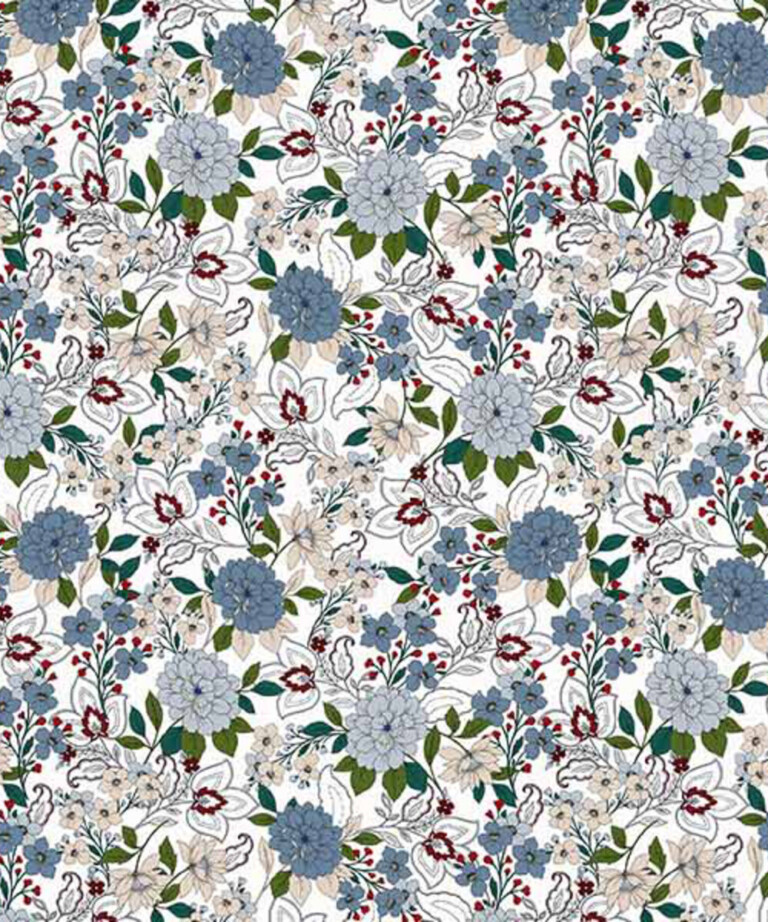 Fleurs Pois & Cie - Culotte 100% coton made in France - Bleu/Blanc/Bleu ciel