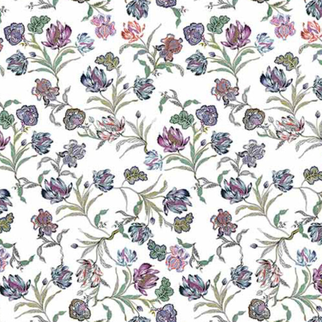 Fleurs Pois & Cie - Shorty 100% coton made in France - Bleu/Violet/Blanc