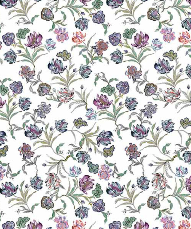 Fleurs Pois & Cie - Soutien-gorge sans armature 100% coton made in France - Bleu/Violet/Blanc