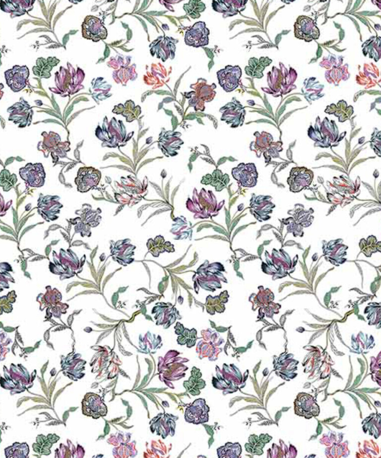 Fleurs Pois & Cie - Caraco femme 100% coton bio de fabrication française - Bleu/Violet/Blanc