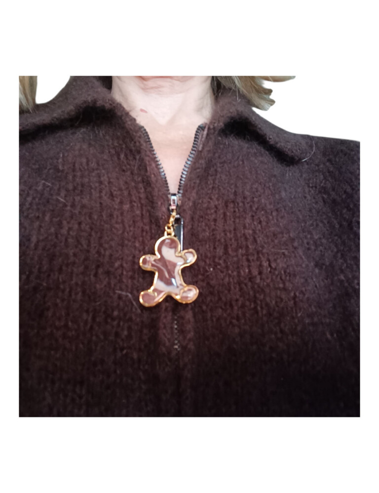 L'Atelier de Patricia - Charm Bonhomme Pain d'Épice Marbré Choco-Vanille Doré Marron clair