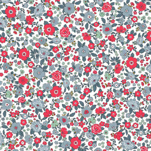 Fleurs Pois & Cie - Soutien-gorge sans armature 100% coton made in France - Rouge/Bleu/vert clair/Gris