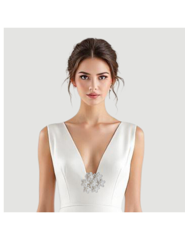 L’atelier de Patricia - Clip fleur blanche – Robe de mariée Blanc