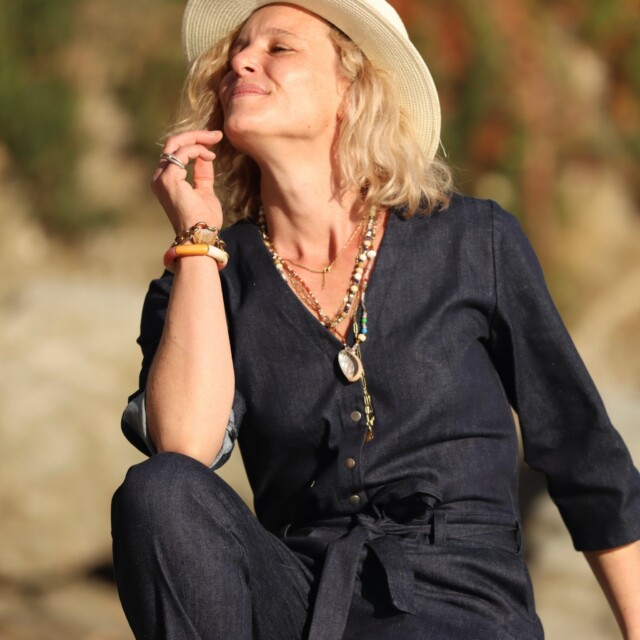 Quintessence - Combinaison Erika jean de coton bleu lourd