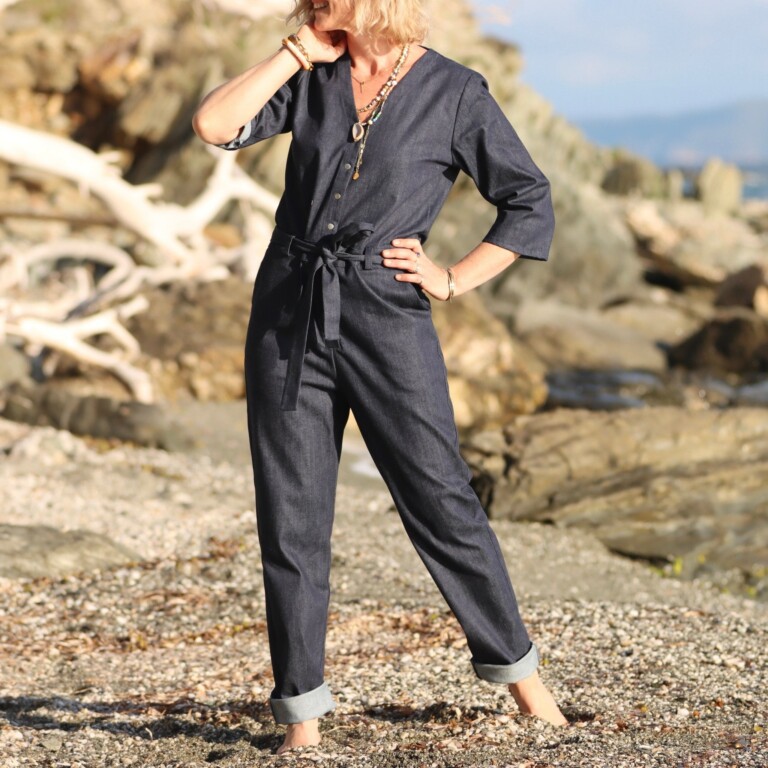 Quintessence - Combinaison Erika jean de coton bleu lourd