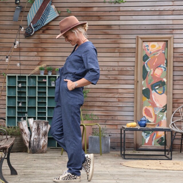 Quintessence - Combinaison Erika jean de coton bleu léger