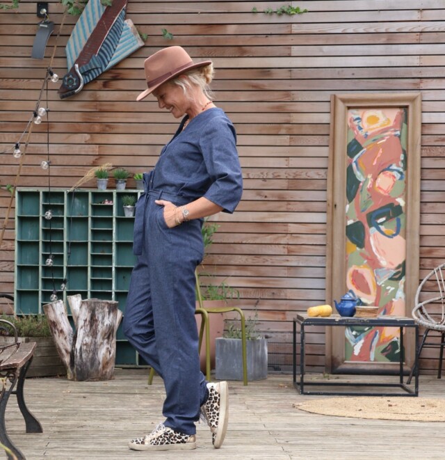 Quintessence - Combinaison Erika jean de coton bleu léger