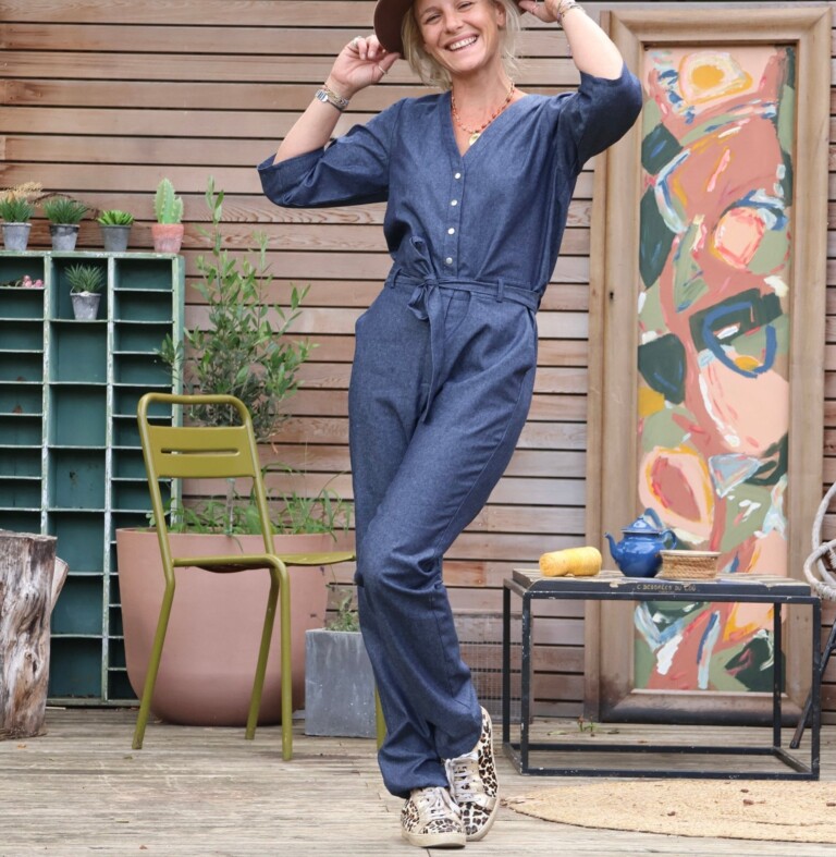 Quintessence - Combinaison Erika jean de coton bleu léger