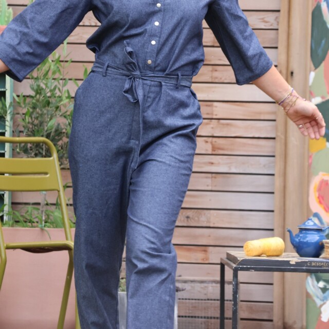 Quintessence - Combinaison Erika jean de coton bleu léger