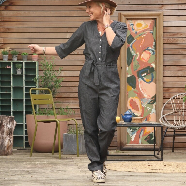 Quintessence - Combinaison Erika jean de coton noir