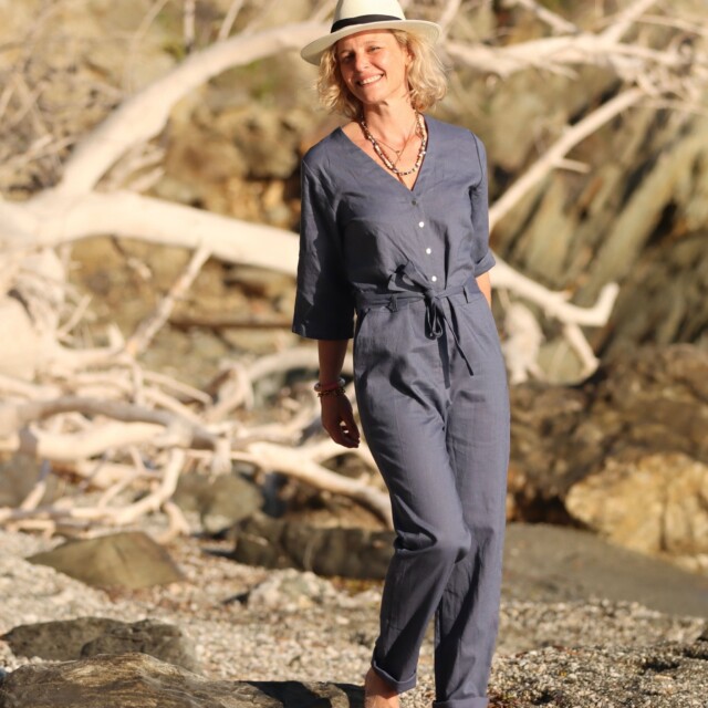 Quintessence - Combinaison Erika lin lavé bleu lavande