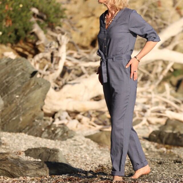 Quintessence - Combinaison Erika lin lavé bleu lavande