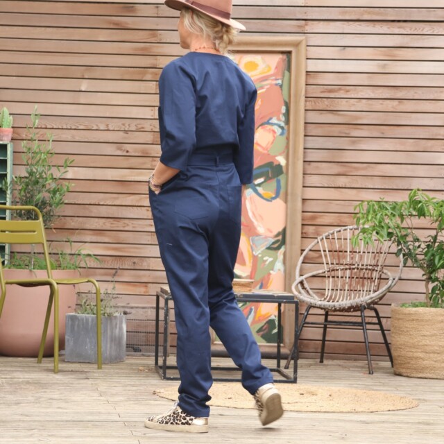 Quintessence - Combinaison Erika sergé de coton bleu nuit
