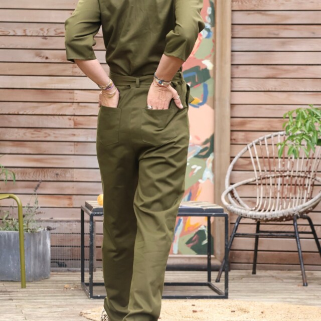 Quintessence - Combinaison Erika sergé de coton kaki