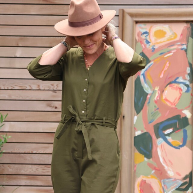 Quintessence - Combinaison Erika sergé de coton kaki