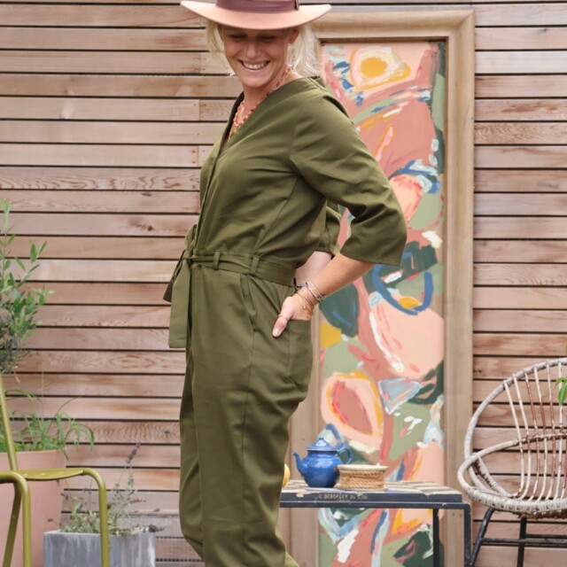 Quintessence - Combinaison Erika sergé de coton kaki