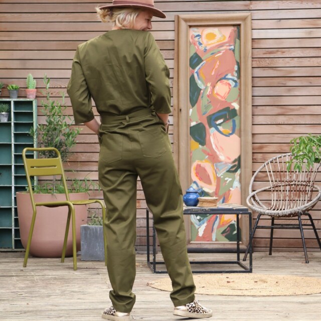 Quintessence - Combinaison Erika sergé de coton kaki