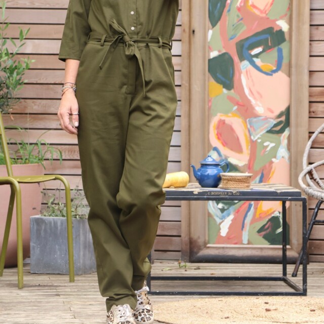 Quintessence - Combinaison Erika sergé de coton kaki