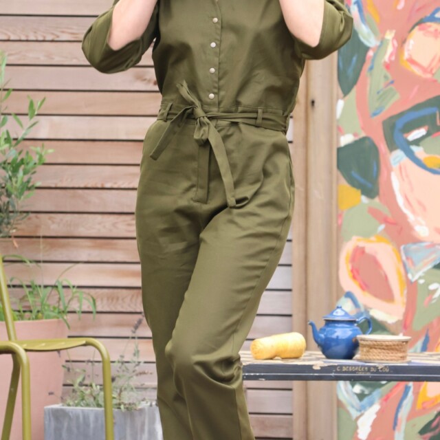 Quintessence - Combinaison Erika sergé de coton kaki