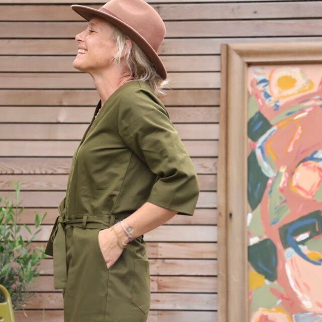 Quintessence - Combinaison Erika sergé de coton kaki