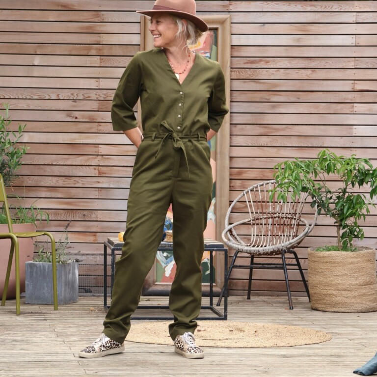 Quintessence - Combinaison Erika sergé de coton kaki