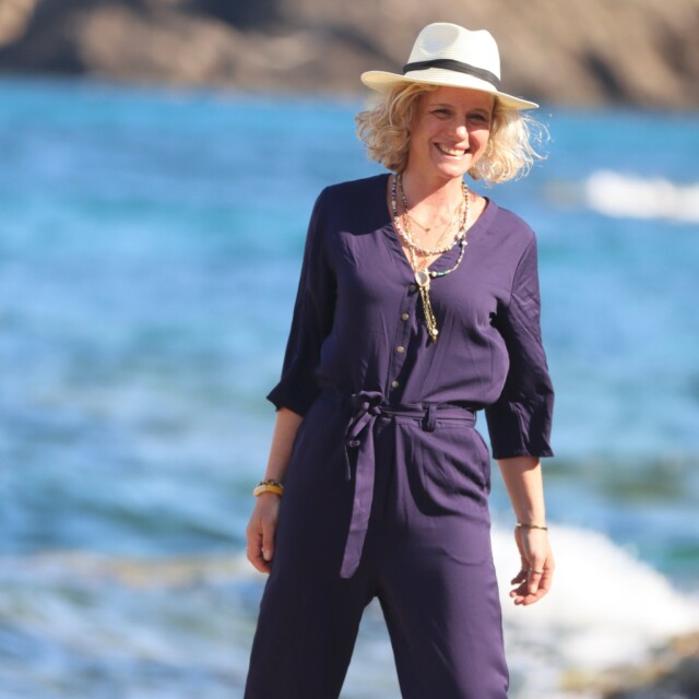 Quintessence - Combinaison Erika viscose bleu nuit