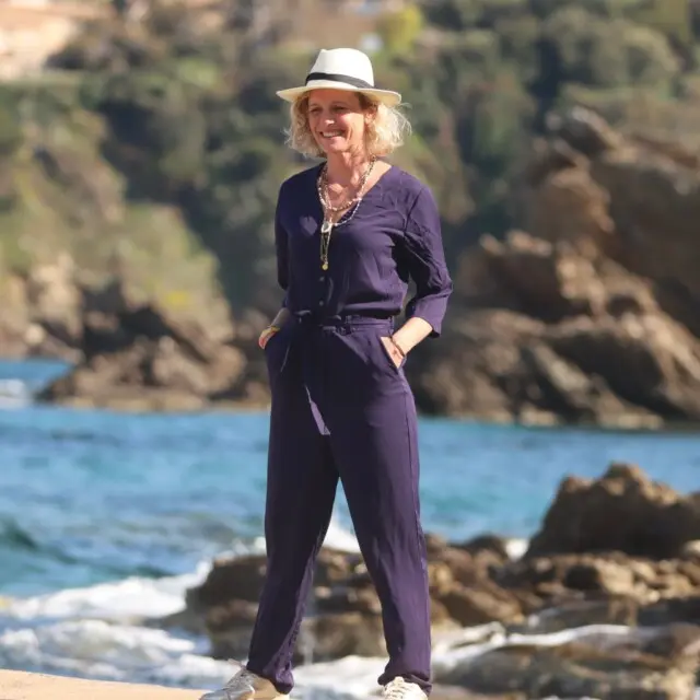 Quintessence - Combinaison Erika viscose bleu nuit