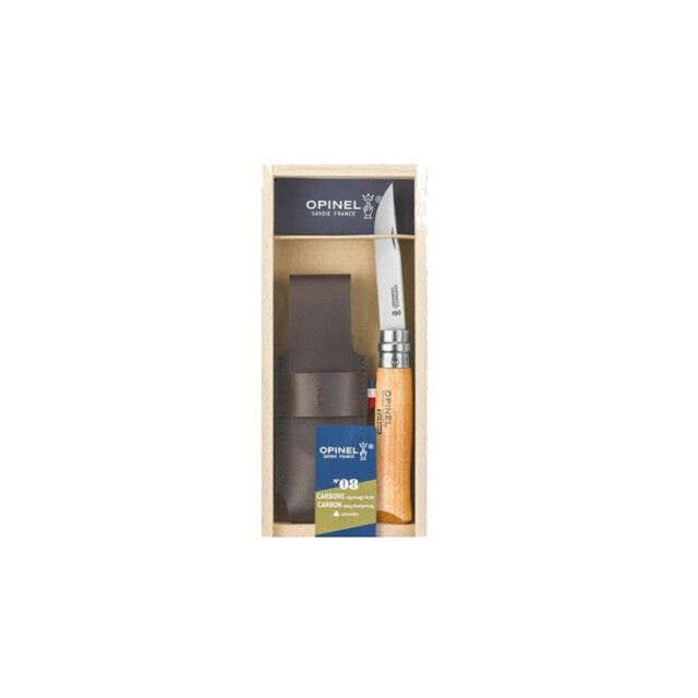 Opinel - Couteau OPINEL n°8 hêtre carbone avec plumier et étui ceinture