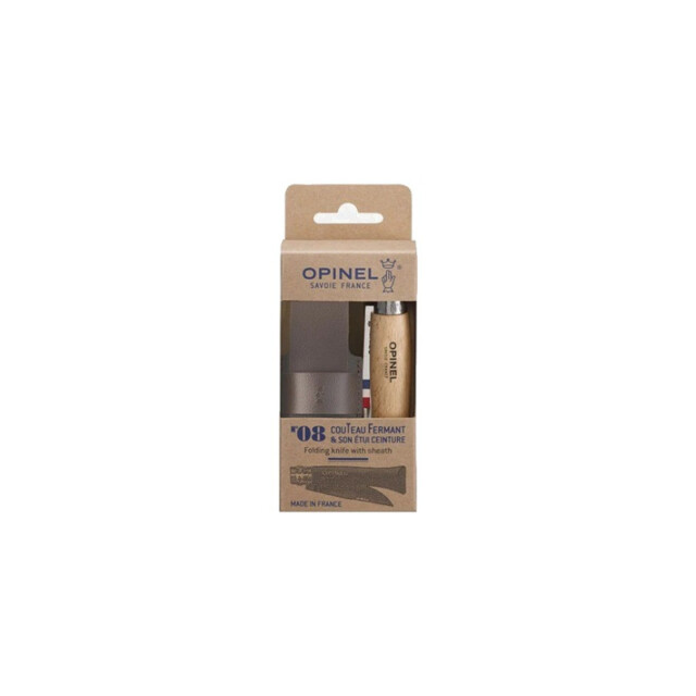 OPINEL - Couteau pliant OPINEL n°8 hêtre inox avec étui ceinture