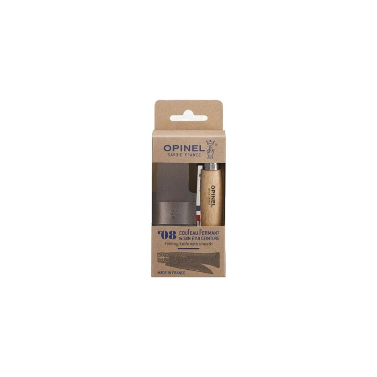 OPINEL - Couteau pliant OPINEL n°8 hêtre inox avec étui ceinture