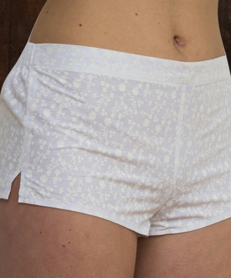 Fleurs Pois & Cie - Boxer femme 100% coton bio ou éco made in France - Blanc