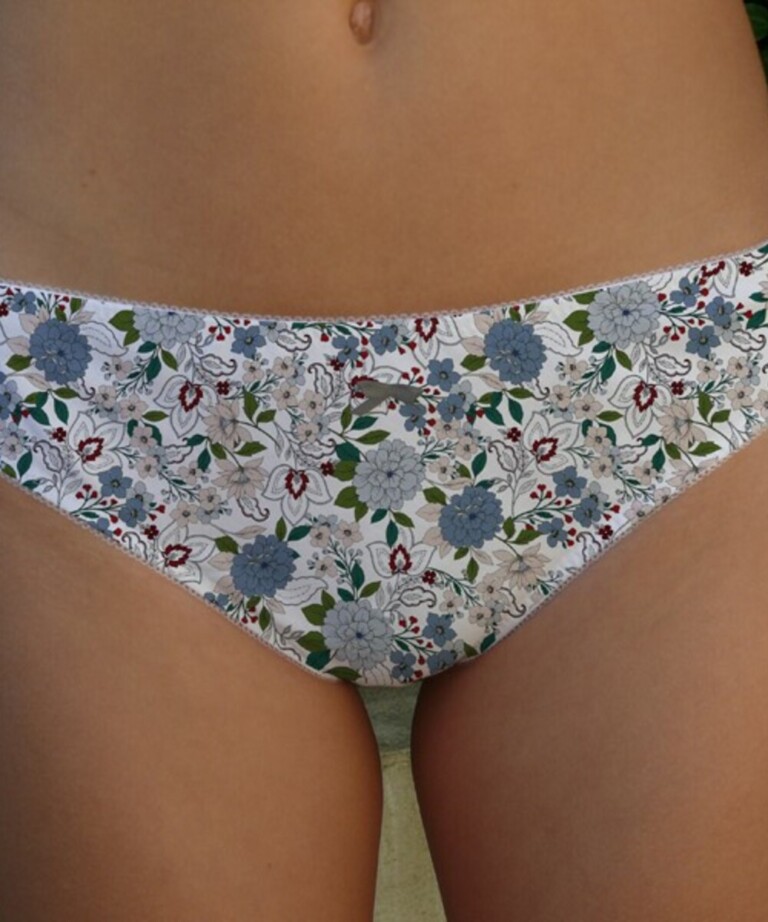 Fleurs Pois & Cie - Culotte 100% coton made in France - Bleu/Blanc/Bleu ciel