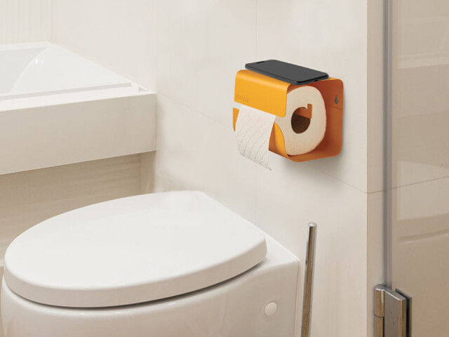 Poubelle Prosper - Dérouleur papier-toilette à fixer Jaune Pamplemousse