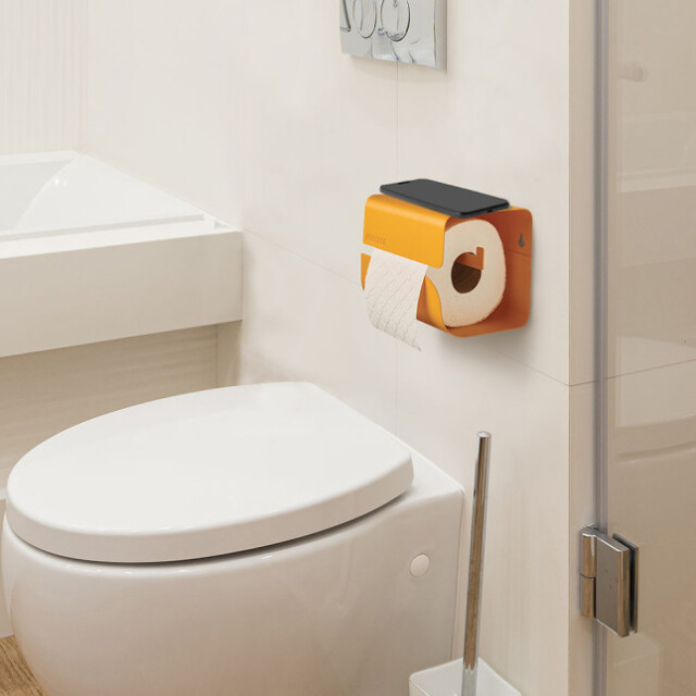 Prosper la poubelle française - Dérouleur papier-toilette à fixer Jaune Pamplemousse