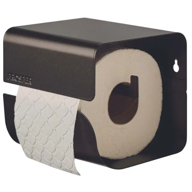 Prosper la poubelle française - Dérouleur papier-toilette à fixer Noir Basalte