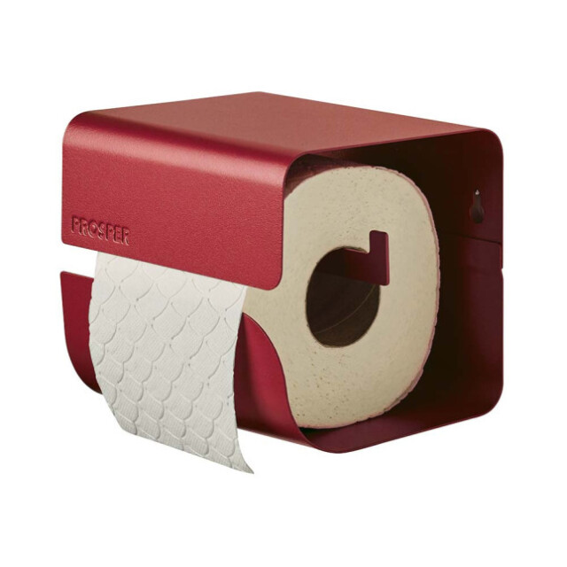 Prosper – la poubelle française - Dérouleur papier-toilette à fixer Rouge Cerise