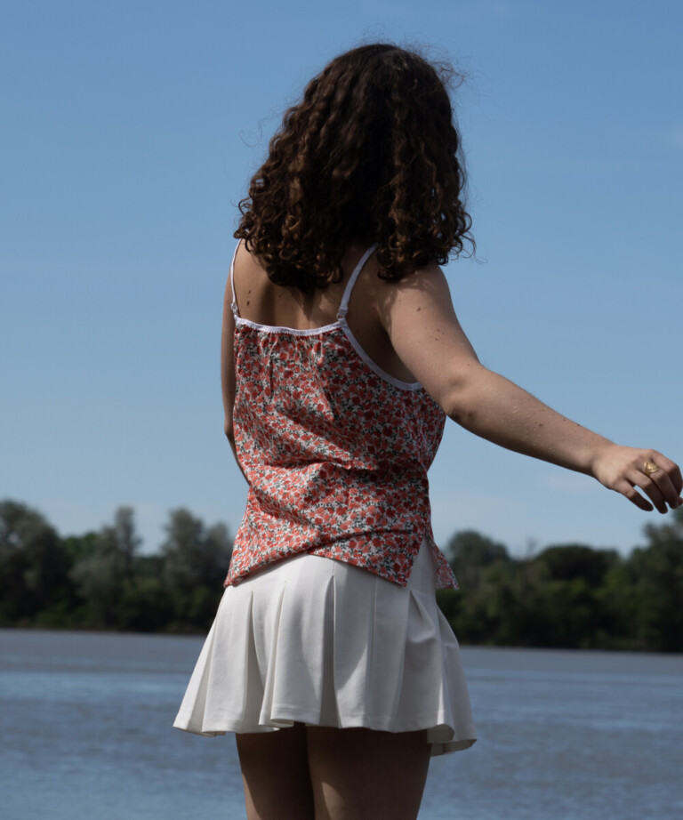 Fleurs Pois & Cie - Caraco femme 100% coton bio de fabrication française - Rouge/Rose/Blanc/vert foncé