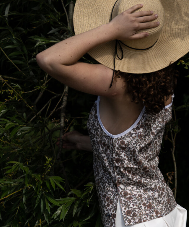 Fleurs Pois et Cie - Caraco femme 100% coton bio de fabrication française – Rouge/Bleu/Marron/Doré