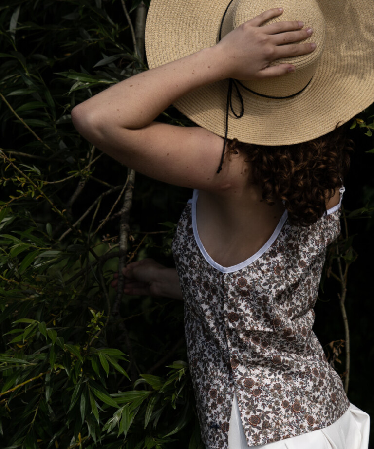 Fleurs Pois & Cie - Caraco femme 100% coton bio de fabrication française - Rouge/Bleu/Marron/Doré