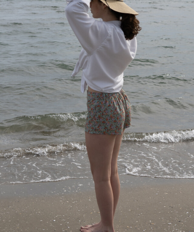 Fleurs Pois et Cie - Shorty 100% coton made in France – Violet/Orange/Turquoise