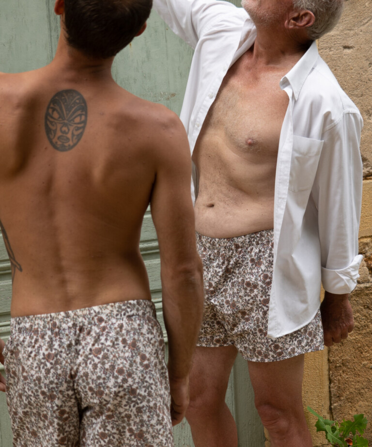 Fleurs Pois & Cie - Caleçon coupe anglaise 100% coton made in France - Rouge/Bleu/Marron/Doré