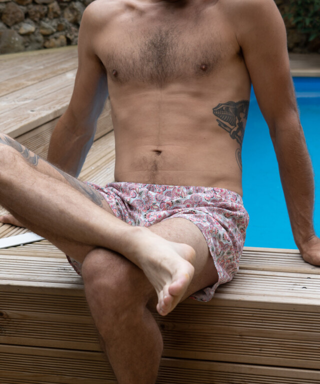 Caleçon coupe anglaise 100% coton made in France – Rose par la marque Fleurs Pois et Cie Fleurs Pois et Cie - Caleçon coupe anglaise 100% coton made in France – Rose