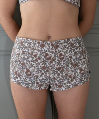 Fleurs Pois et Cie - Boxer femme 100% coton bio ou éco made in France – Rouge/Bleu/Marron/Doré