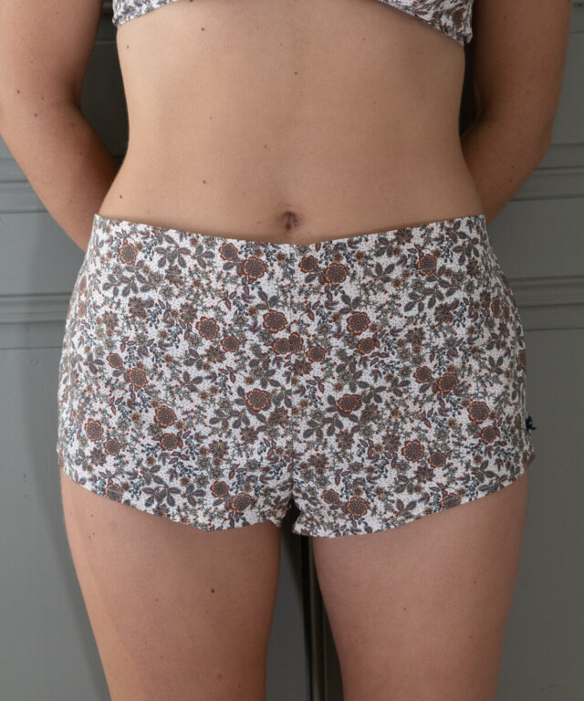 Fleurs Pois et Cie - Boxer femme 100% coton bio ou éco made in France – Rouge/Bleu/Marron/Doré