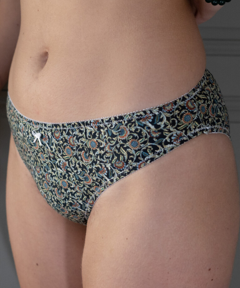 Fleurs Pois & Cie - Culotte 100% coton made in France - Bleu/Noir/Doré