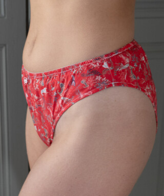 Fleurs Pois et Cie - Culotte femme  invisible 100% coton écologique ou Bio made in France – Rouge/Blanc/Gris