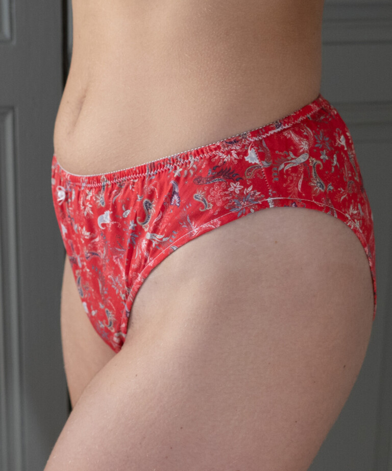 Fleurs Pois & Cie - Culotte femme  invisible 100% coton écologique ou Bio made in France - Rouge/Blanc/Gris