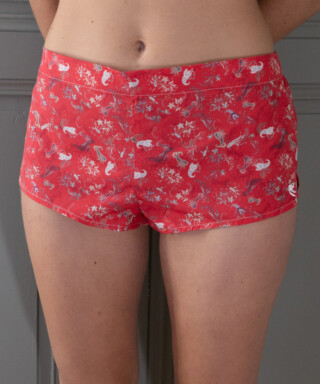 Fleurs Pois et Cie - Boxer femme 100% coton bio ou éco made in France  Rouge/Blanc/Gris