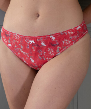 Fleurs Pois et Cie - Culotte 100% coton made in France  Rouge/Blanc/Gris