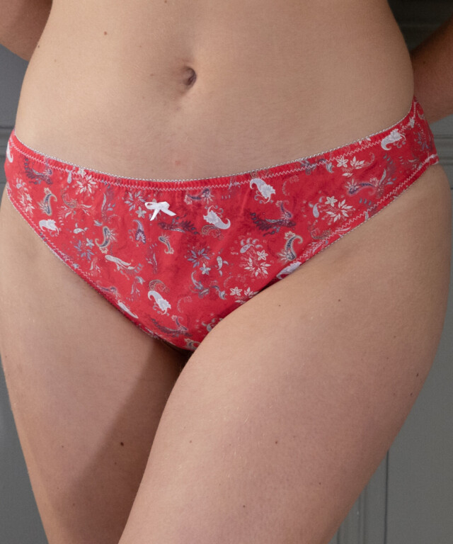 Fleurs Pois et Cie - Culotte 100% coton made in France – Rouge/Blanc/Gris